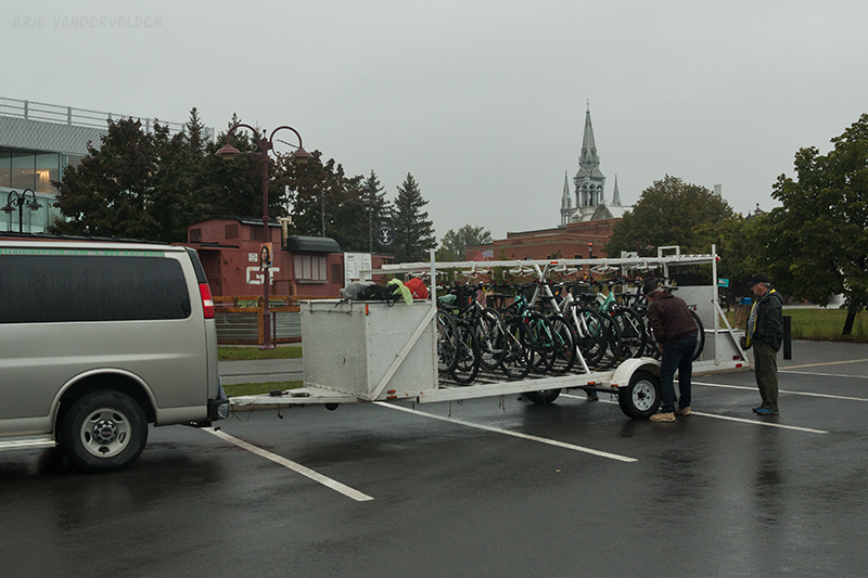 Staging area of the bike rental company.