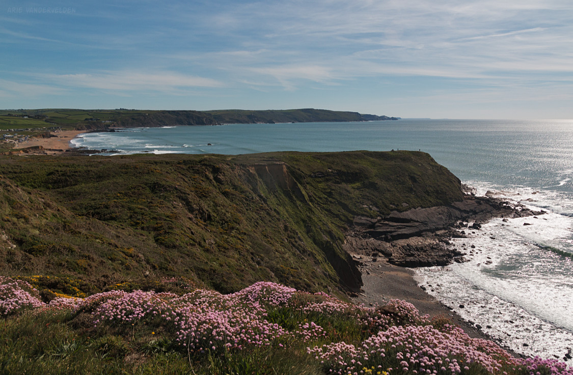 Widemouth Bay coastline, Cornwall.
